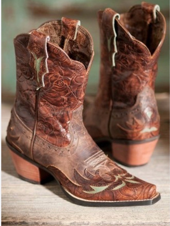 Ariat Shoes - ARIAT Dahlia Womens Rodeo Brown Embossed Western Cowgirl Boots 9B